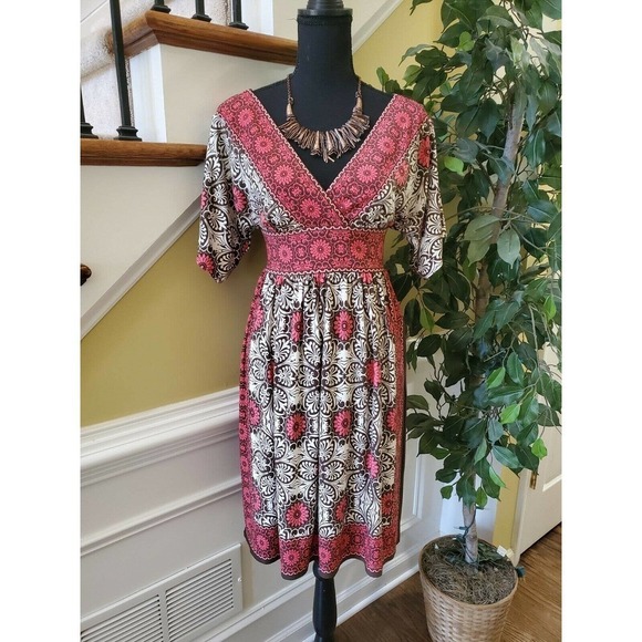 ND New Directions Floral Print V Neck Dress 4 - Picture 11 of 11